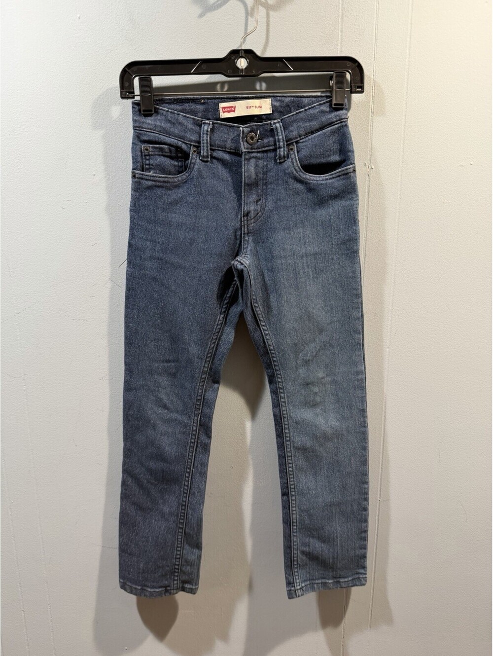 Youth Boys Levi 511 Slim Jeans Size 8 Reg (24x22) Distressed Dark Blue